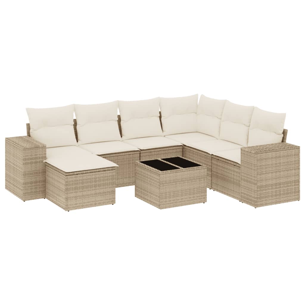 8-delige Loungeset met kussens poly rattan beige is nu te koop bij PeponiXL, paradijselijk wonen!
