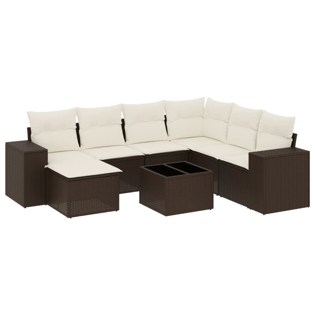 8-delige Loungeset met kussens poly rattan bruin is nu te koop bij PeponiXL, paradijselijk wonen!