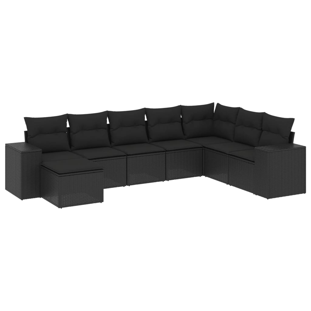 8-delige Loungeset met kussens poly rattan zwart is nu te koop bij PeponiXL, paradijselijk wonen!