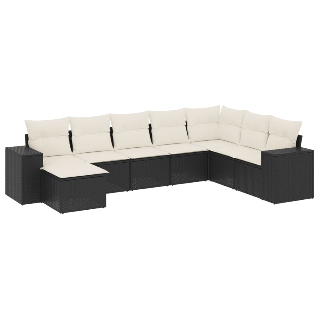 8-delige Loungeset met kussens poly rattan zwart is nu te koop bij PeponiXL, paradijselijk wonen!