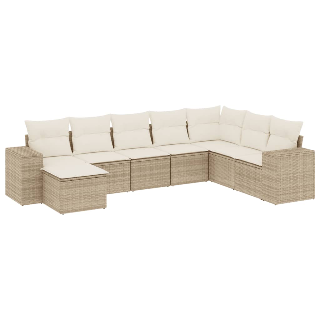 8-delige Loungeset met kussens poly rattan beige is nu te koop bij PeponiXL, paradijselijk wonen!