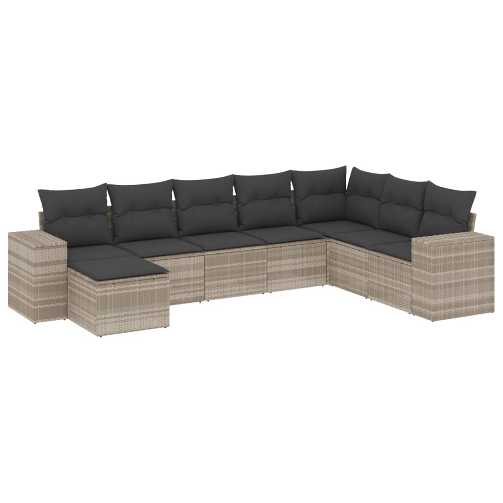 8-delige Loungeset met kussens poly rattan lichtgrijs is nu te koop bij PeponiXL, paradijselijk wonen!