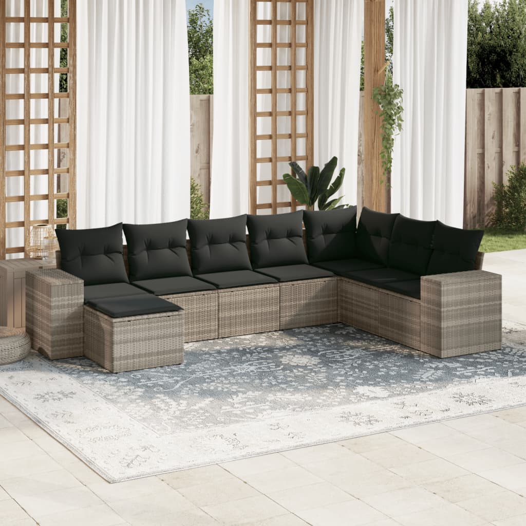 8-delige Loungeset met kussens poly rattan lichtgrijs is nu te koop bij PeponiXL, paradijselijk wonen!