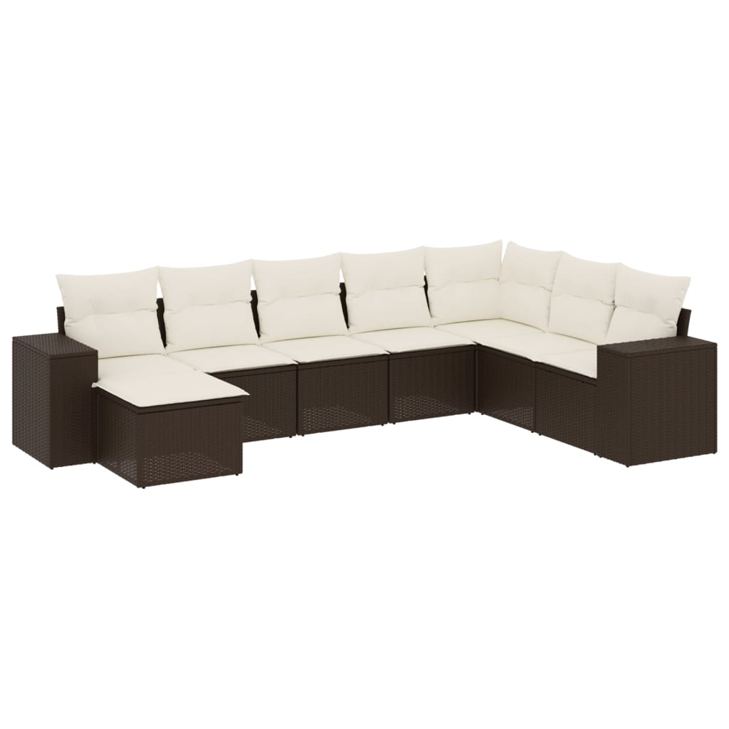 8-delige Loungeset met kussens poly rattan bruin is nu te koop bij PeponiXL, paradijselijk wonen!