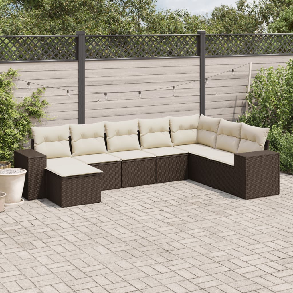 8-delige Loungeset met kussens poly rattan bruin is nu te koop bij PeponiXL, paradijselijk wonen!