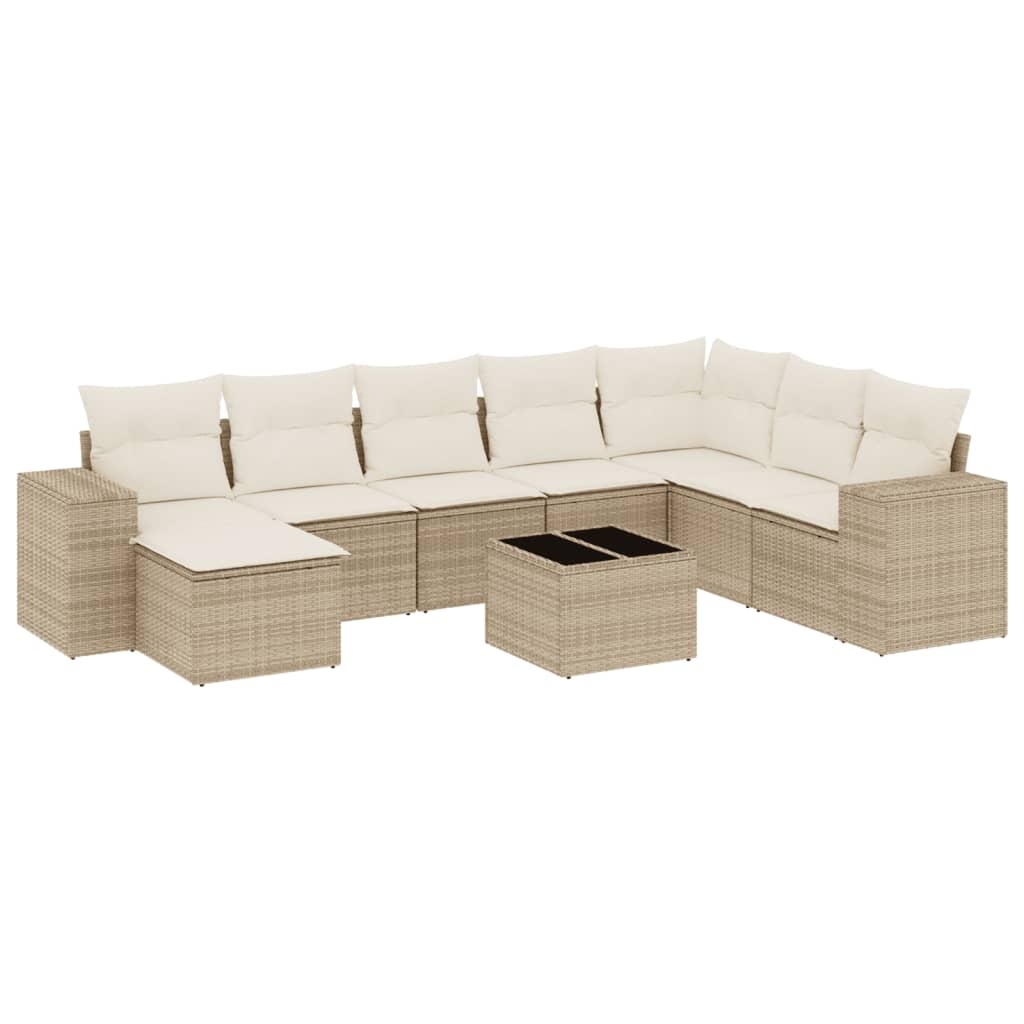 9-delige Loungeset met kussens poly rattan beige is nu te koop bij PeponiXL, paradijselijk wonen!
