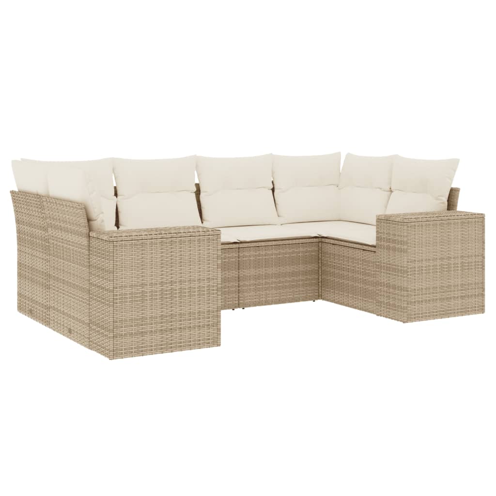 6-delige Loungeset met kussens poly rattan beige is nu te koop bij PeponiXL, paradijselijk wonen!