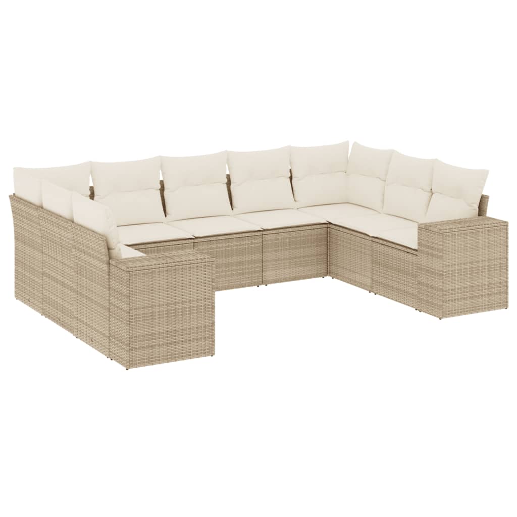 9-delige Loungeset met kussens poly rattan beige is nu te koop bij PeponiXL, paradijselijk wonen!