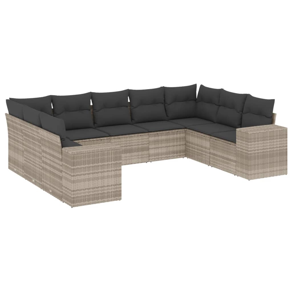 9-delige Loungeset met kussens poly rattan lichtgrijs is nu te koop bij PeponiXL, paradijselijk wonen!
