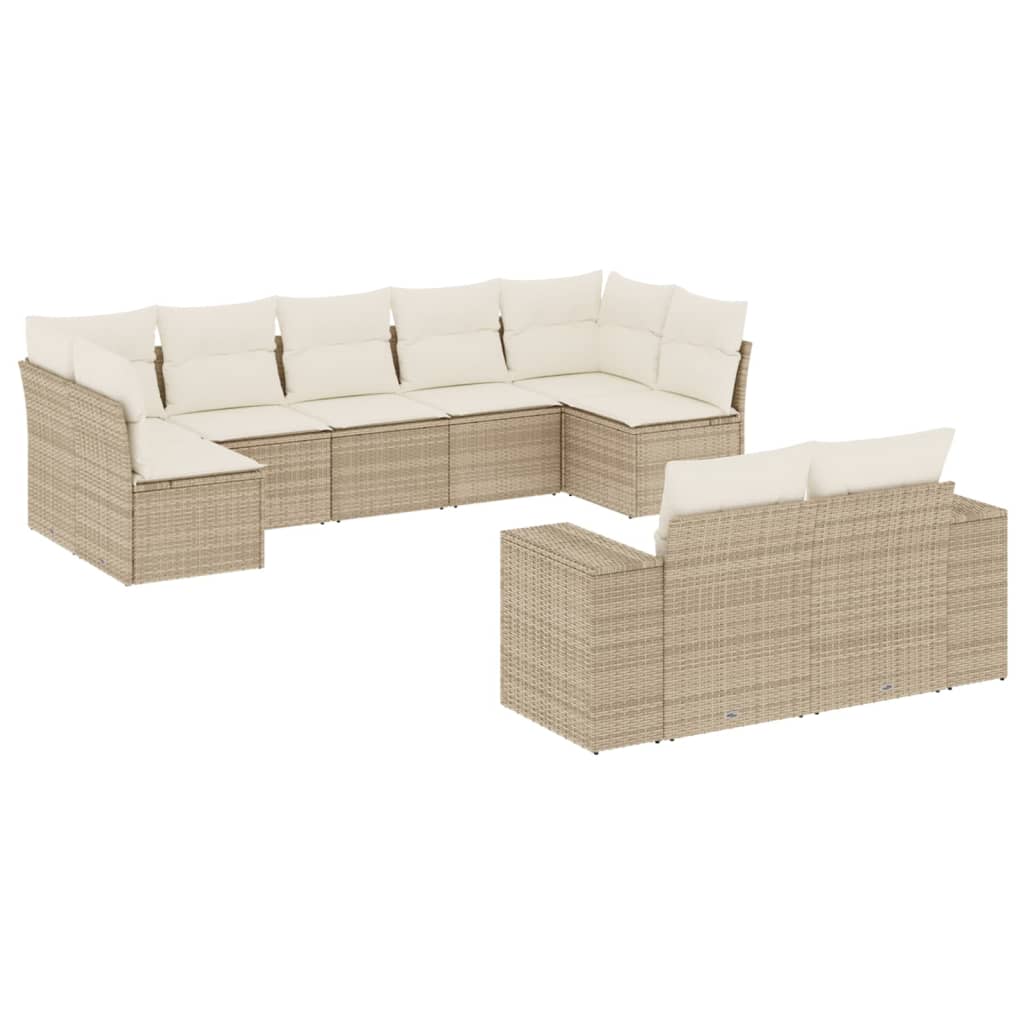 9-delige Loungeset met kussens poly rattan beige is nu te koop bij PeponiXL, paradijselijk wonen!