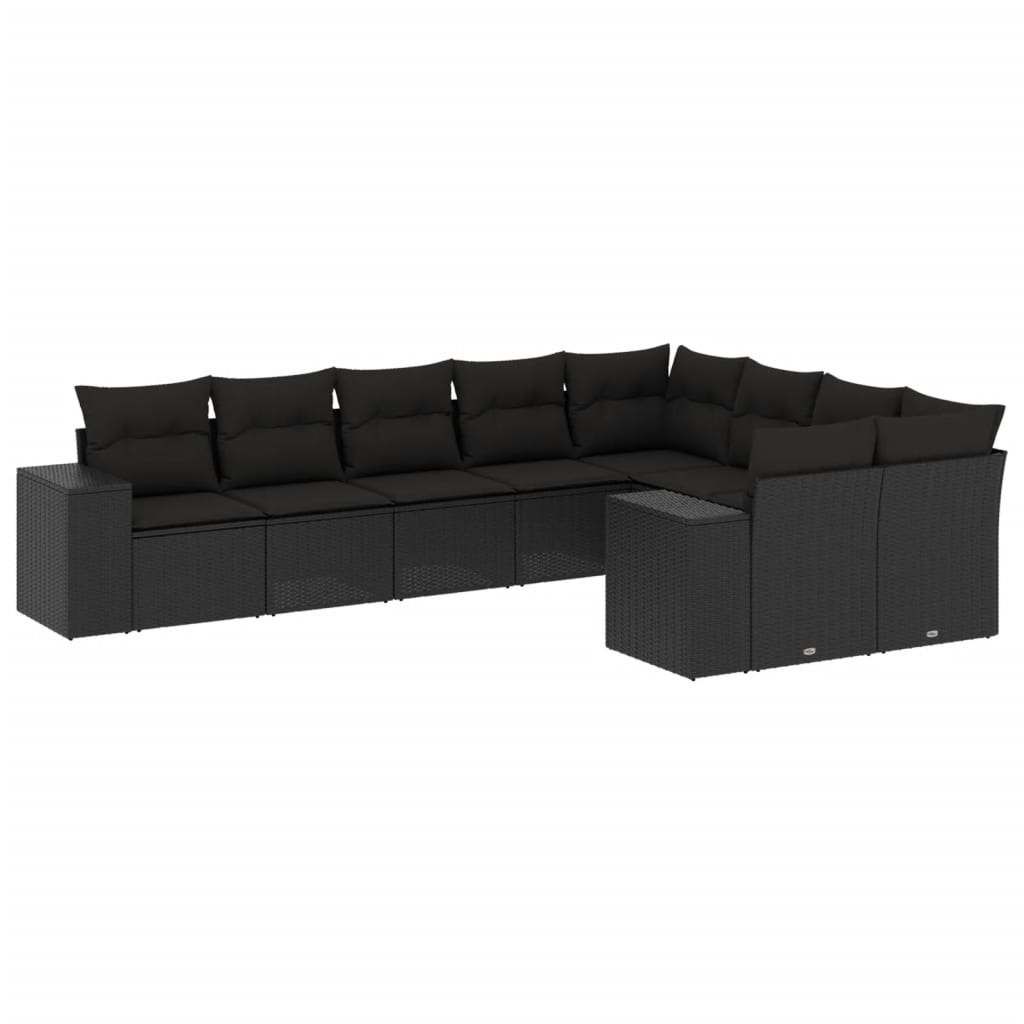 9-delige Loungeset met kussens poly rattan zwart is nu te koop bij PeponiXL, paradijselijk wonen!