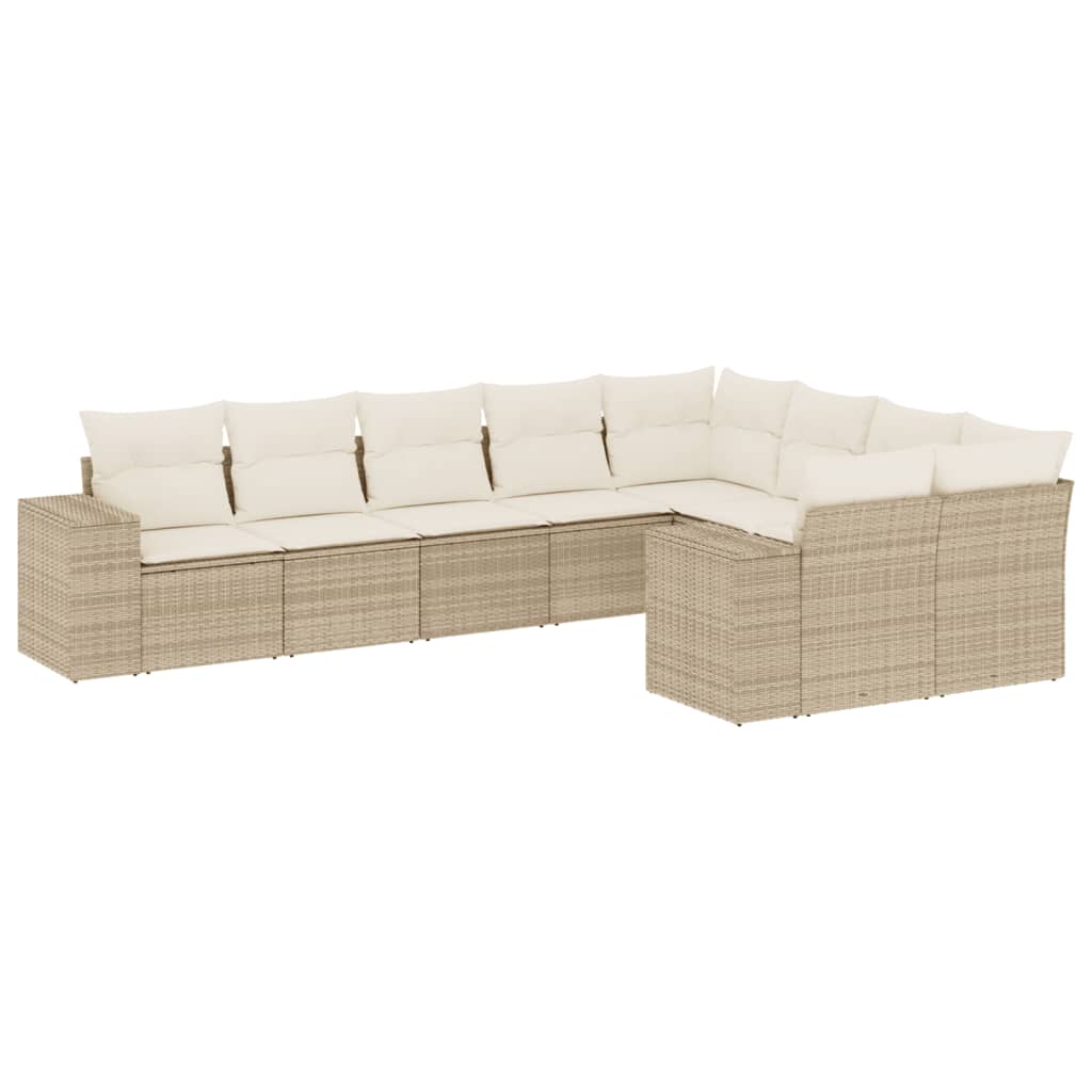 9-delige Loungeset met kussens poly rattan beige is nu te koop bij PeponiXL, paradijselijk wonen!