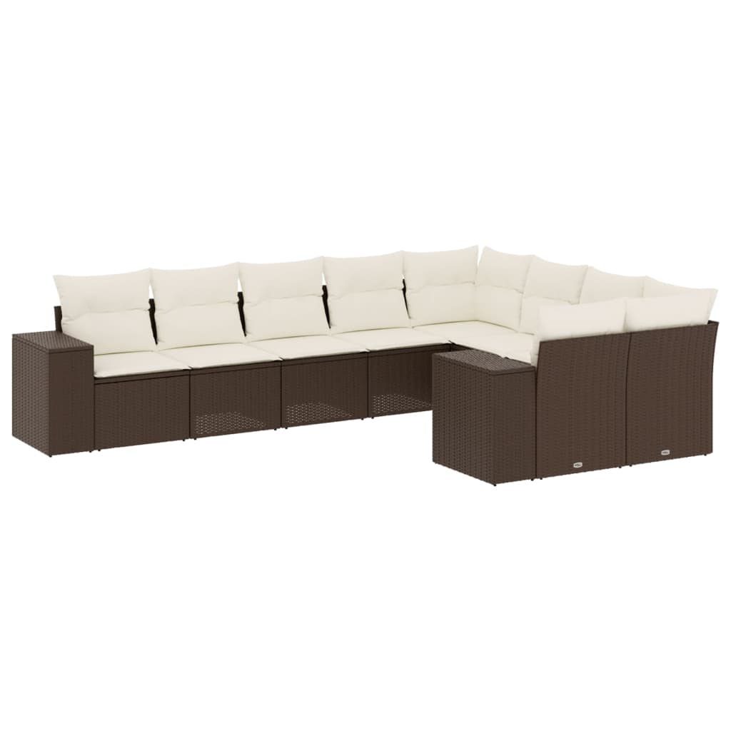 9-delige Loungeset met kussens poly rattan bruin is nu te koop bij PeponiXL, paradijselijk wonen!