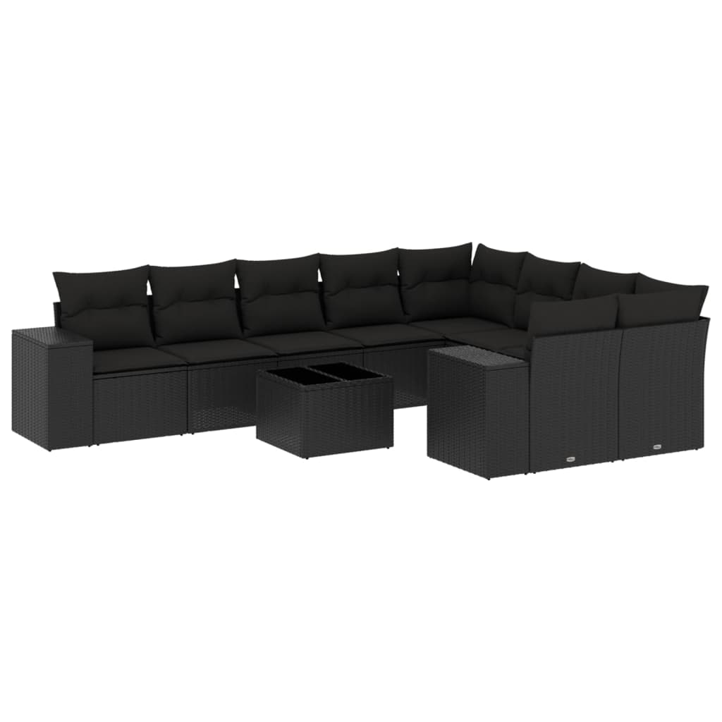 10-delige Loungeset met kussens poly rattan zwart is nu te koop bij PeponiXL, paradijselijk wonen!