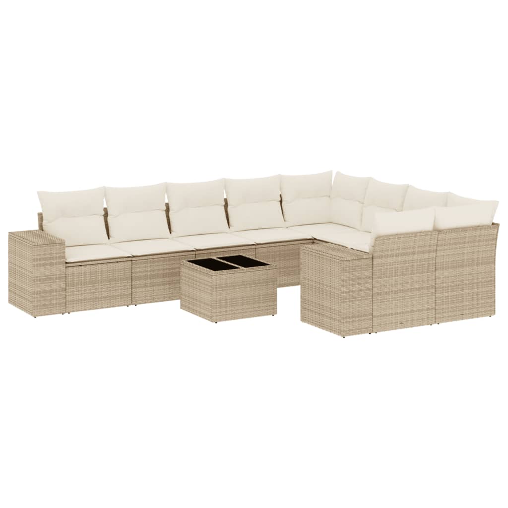 10-delige Loungeset met kussens poly rattan beige is nu te koop bij PeponiXL, paradijselijk wonen!