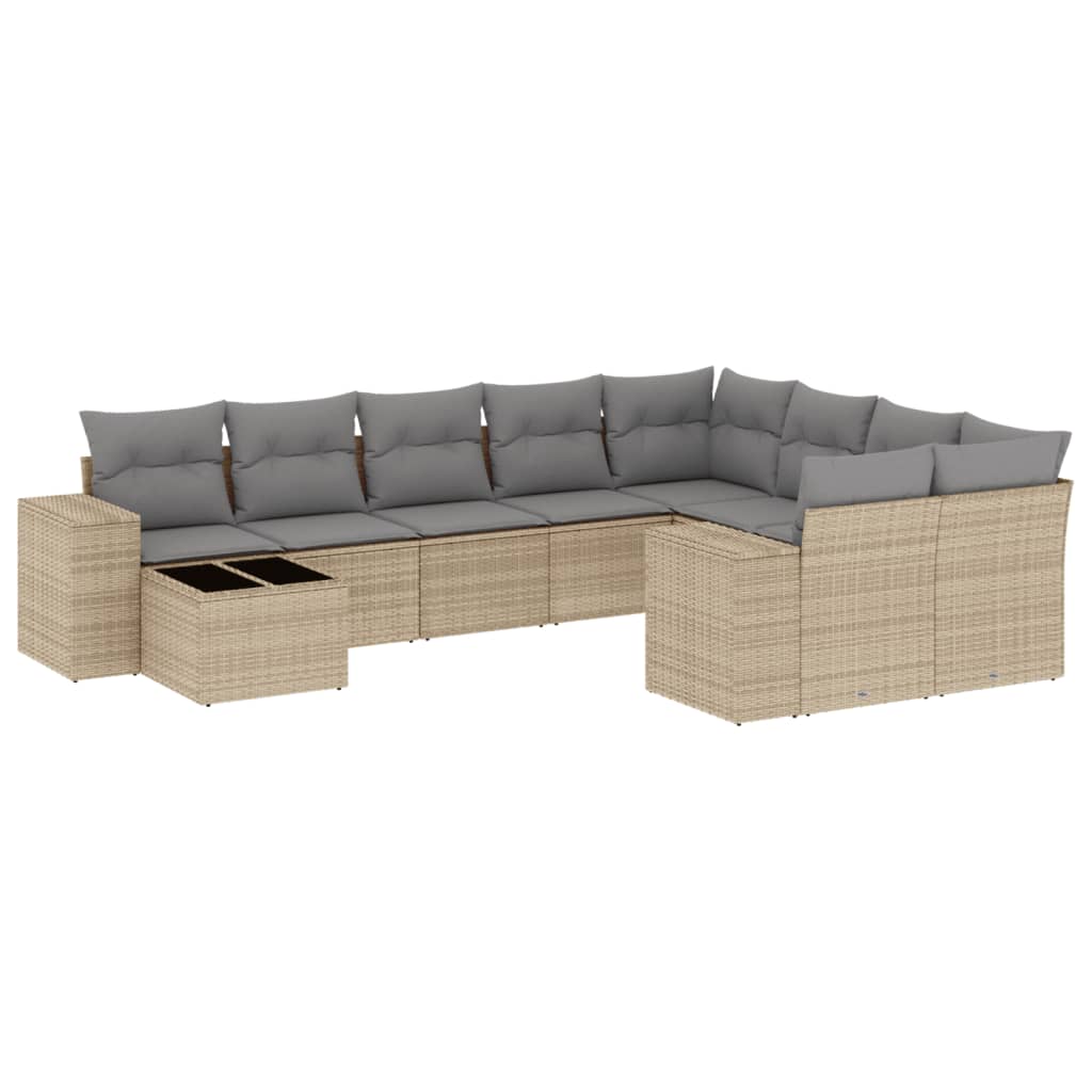 10-delige Loungeset met kussens poly rattan beige is nu te koop bij PeponiXL, paradijselijk wonen!
