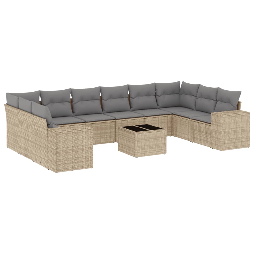 11-delige Tuinset met kussens poly rattan beige is nu te koop bij PeponiXL, paradijselijk wonen!