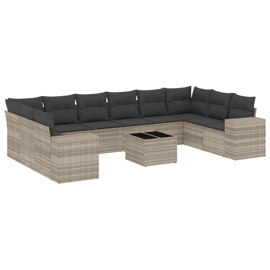 11-delige Loungeset met kussens poly rattan lichtgrijs is nu te koop bij PeponiXL, paradijselijk wonen!