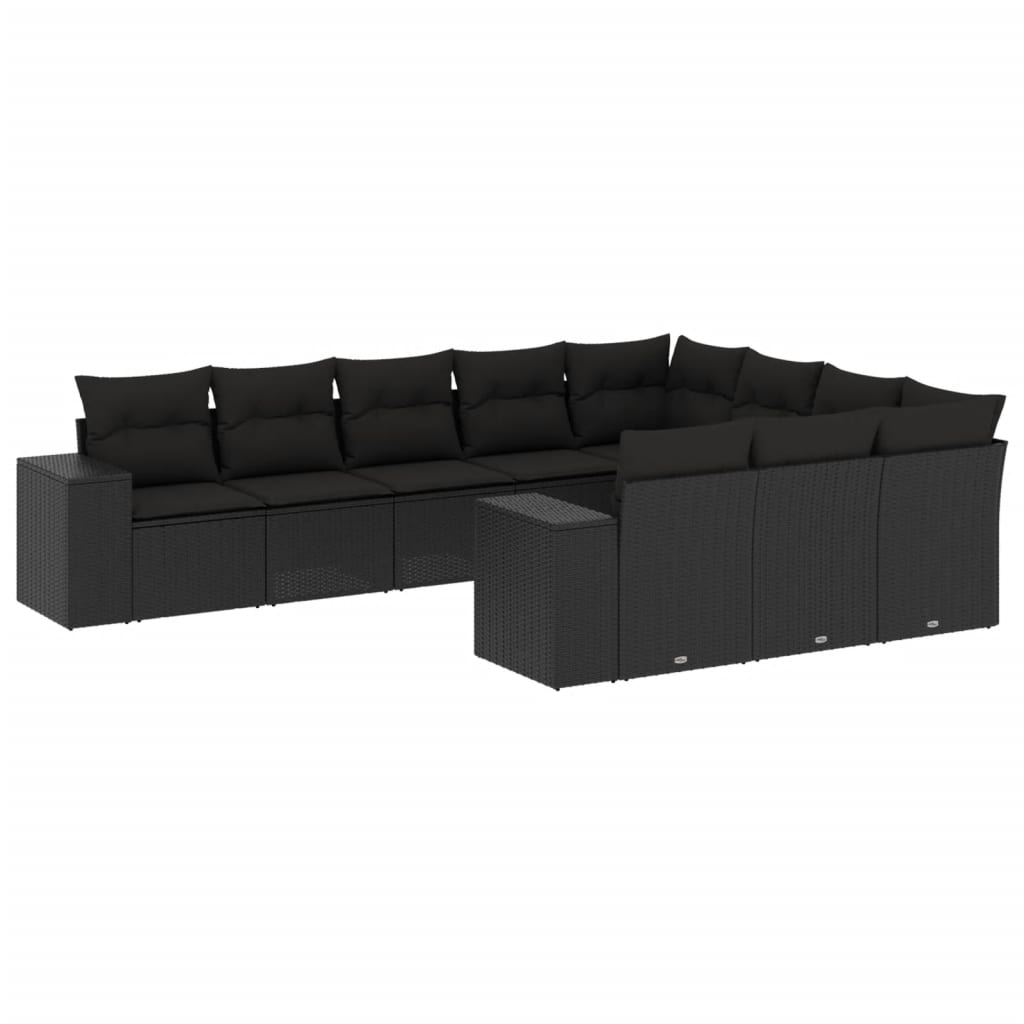10-delige Loungeset met kussens poly rattan zwart is nu te koop bij PeponiXL, paradijselijk wonen!