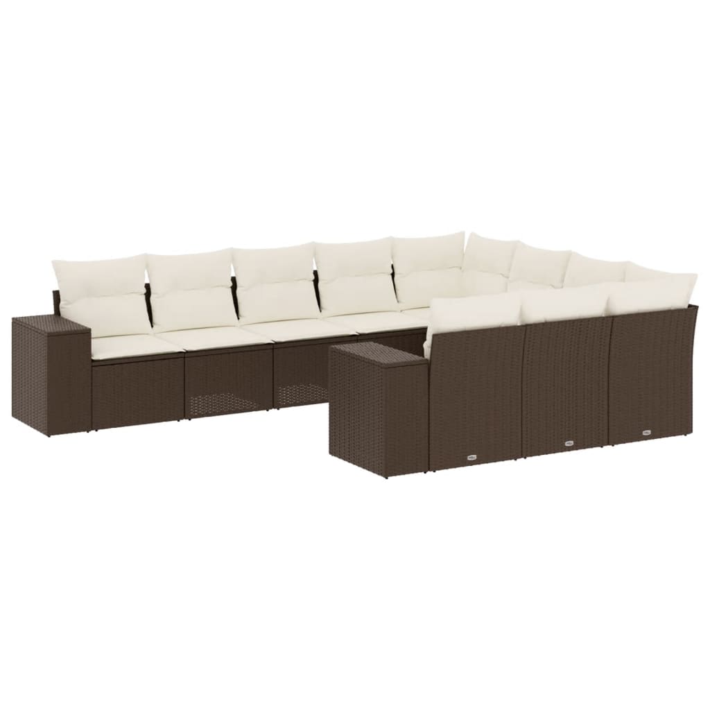 10-delige Loungeset met kussens poly rattan bruin is nu te koop bij PeponiXL, paradijselijk wonen!
