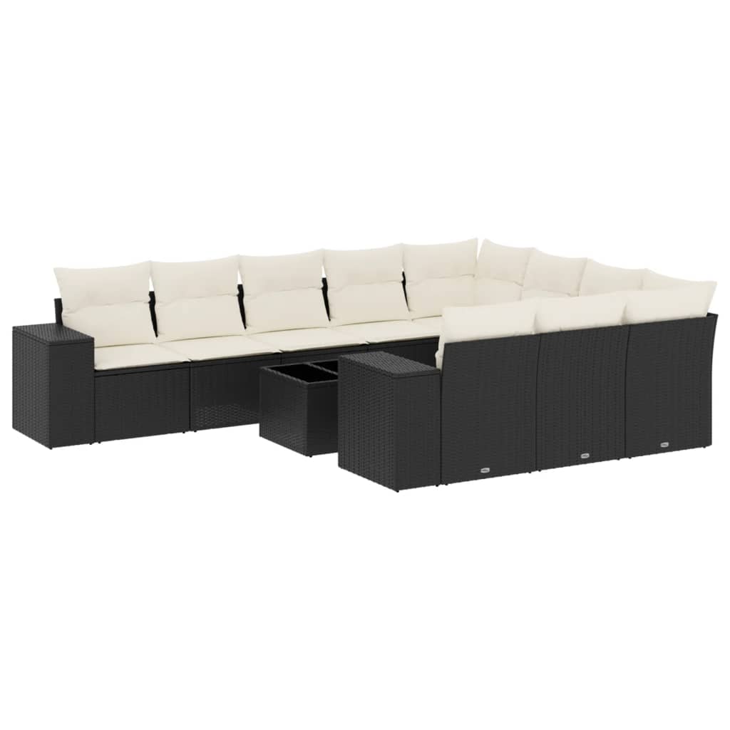 11-delige Loungeset met kussens poly rattan zwart is nu te koop bij PeponiXL, paradijselijk wonen!