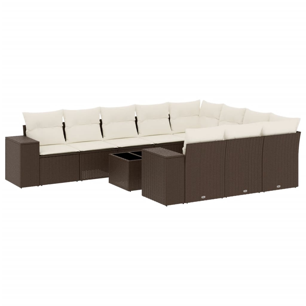 11-delige Loungeset met kussens poly rattan bruin is nu te koop bij PeponiXL, paradijselijk wonen!