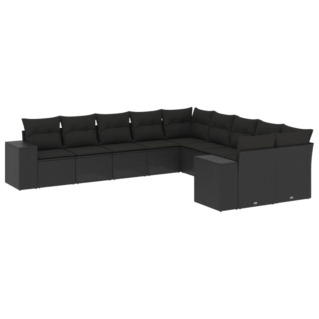 10-delige Loungeset met kussens poly rattan zwart is nu te koop bij PeponiXL, paradijselijk wonen!