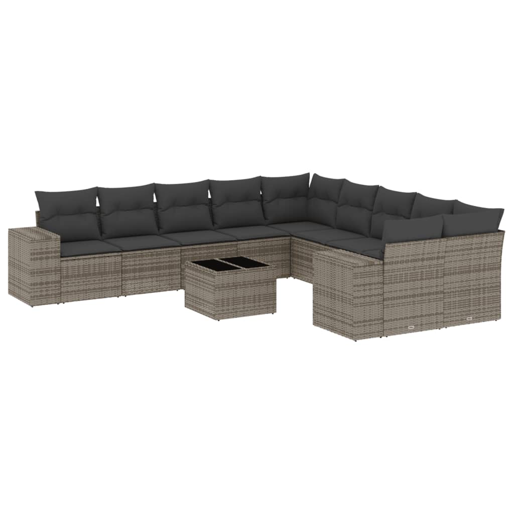 11-delige Loungeset met kussens poly rattan grijs is nu te koop bij PeponiXL, paradijselijk wonen!