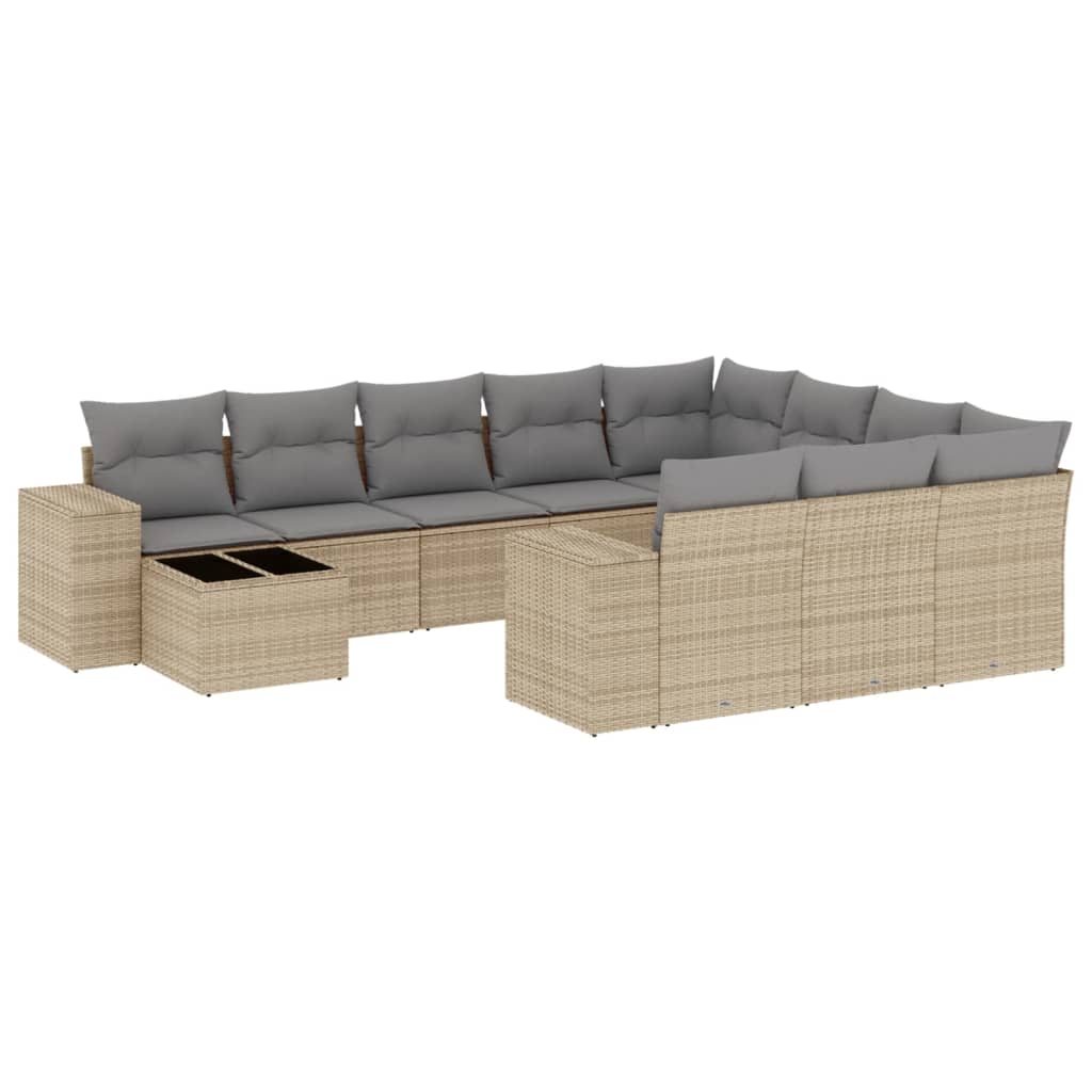 11-delige Tuinset met kussens poly rattan beige is nu te koop bij PeponiXL, paradijselijk wonen!