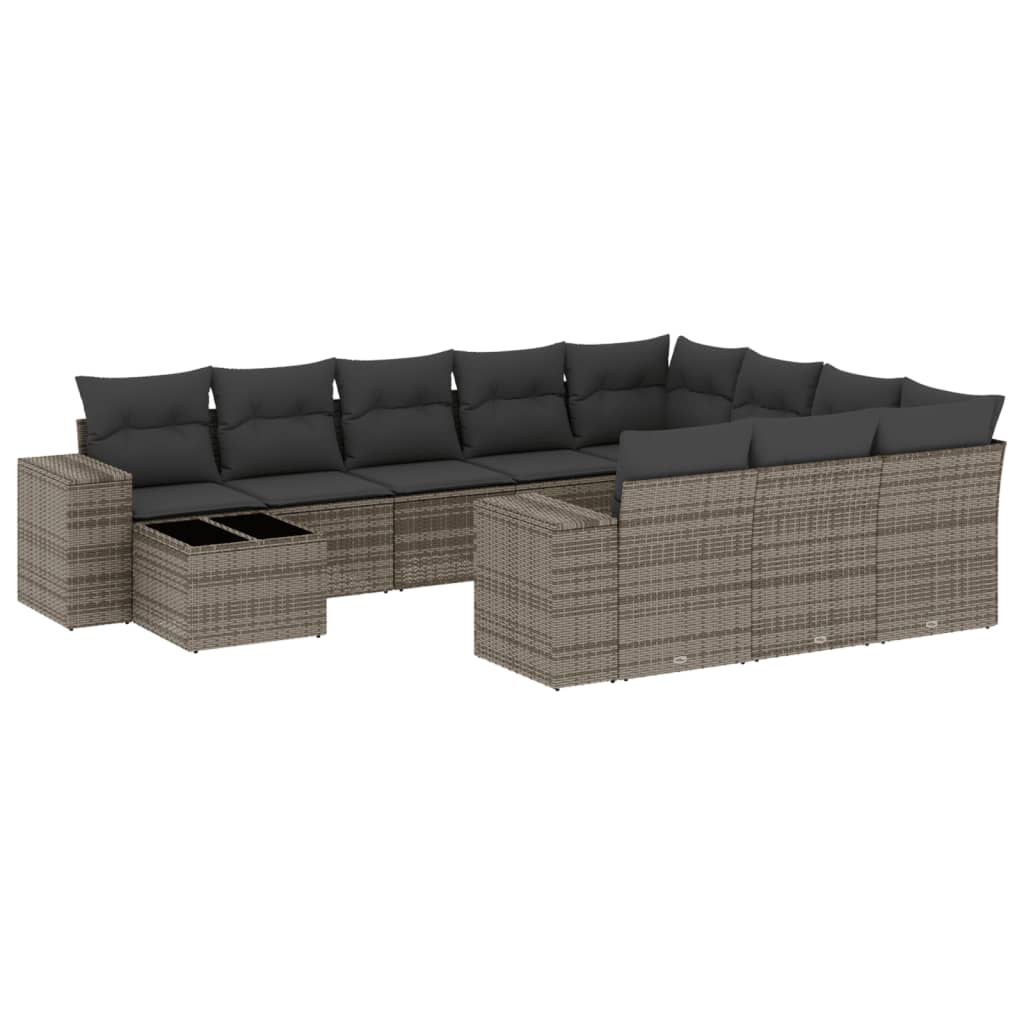 11-delige Loungeset met kussens poly rattan grijs is nu te koop bij PeponiXL, paradijselijk wonen!