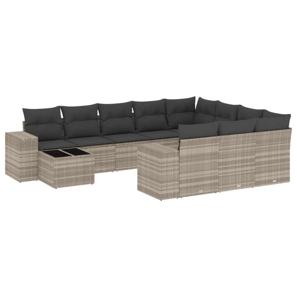 11-delige Loungeset met kussens poly rattan lichtgrijs is nu te koop bij PeponiXL, paradijselijk wonen!