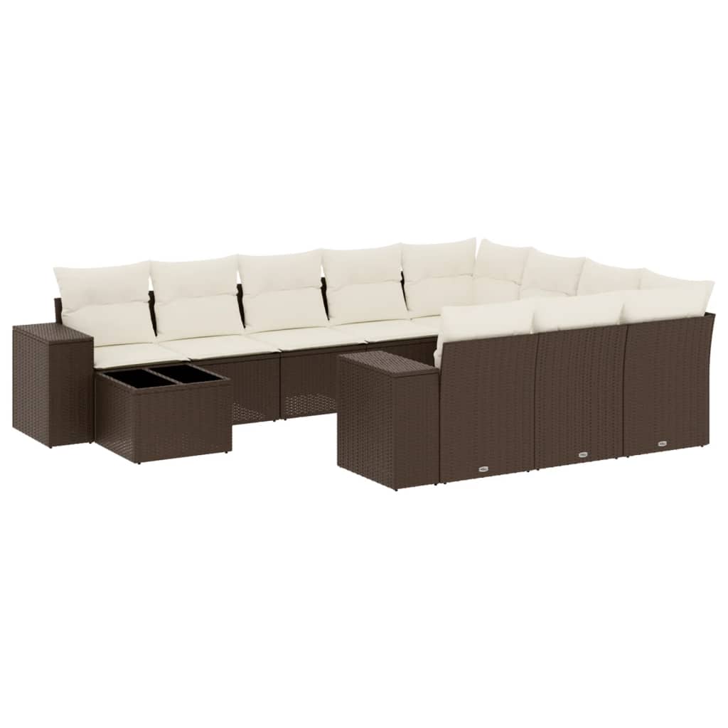 11-delige Loungeset met kussens poly rattan bruin is nu te koop bij PeponiXL, paradijselijk wonen!