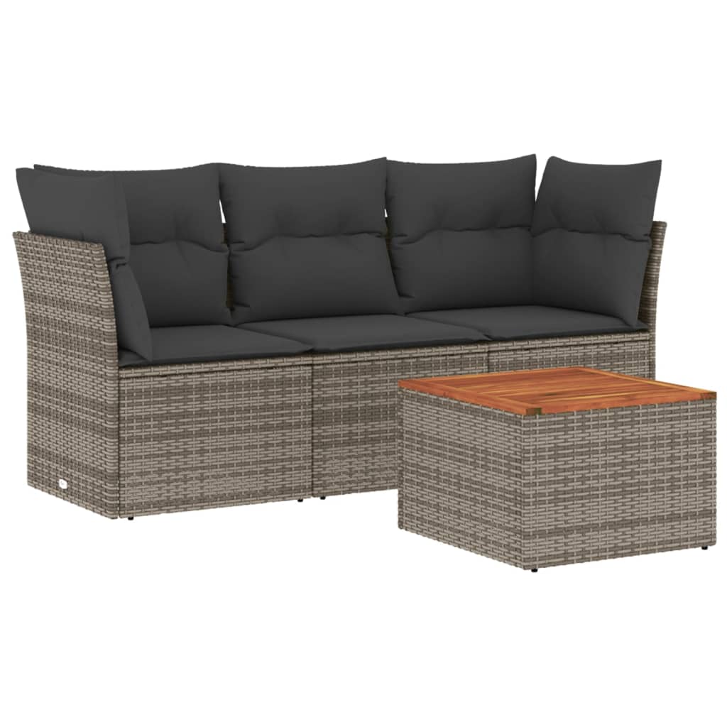 4-delige Loungeset met kussens poly rattan grijs is nu te koop bij PeponiXL, paradijselijk wonen!