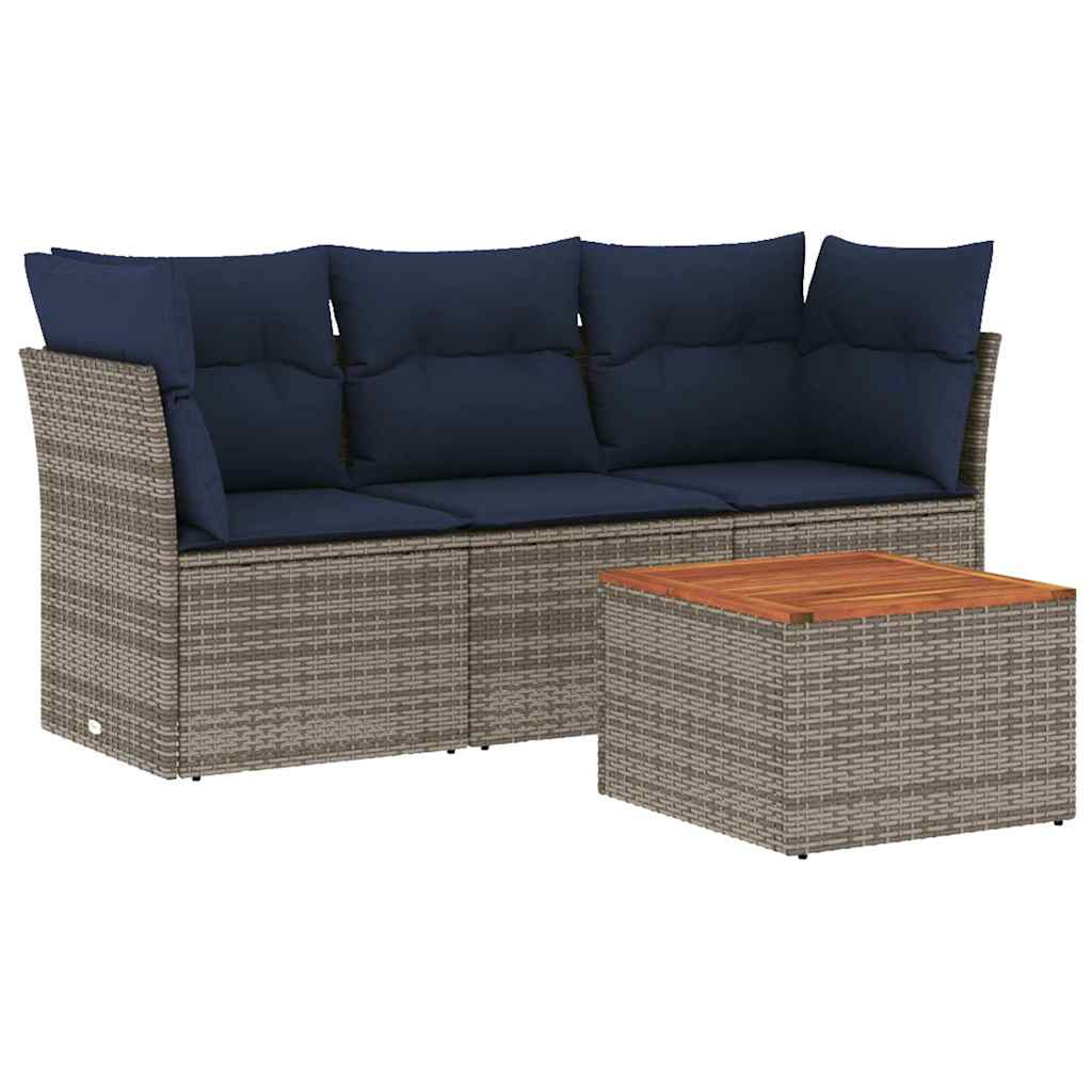 4-delige Loungeset met kussens poly rattan grijs is nu te koop bij PeponiXL, paradijselijk wonen!