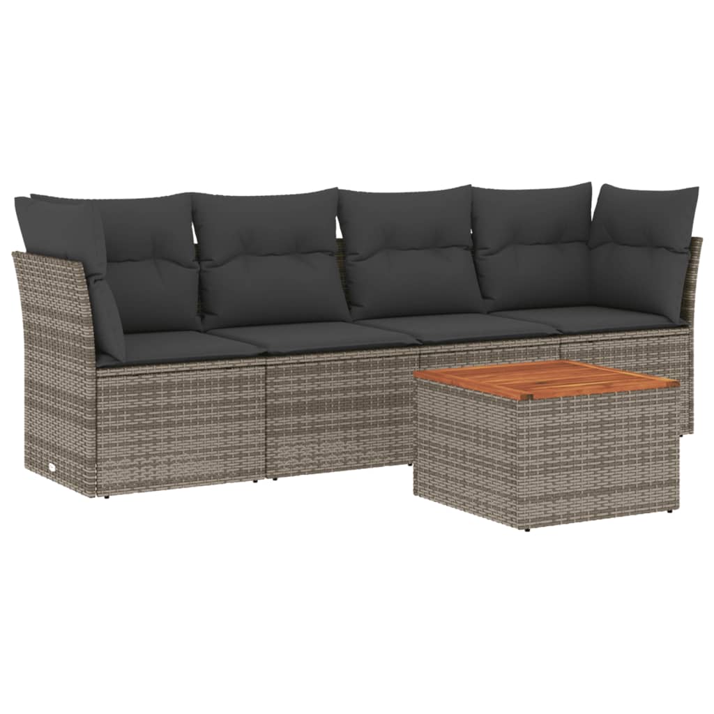 5-delige Loungeset met kussens poly rattan grijs is nu te koop bij PeponiXL, paradijselijk wonen!