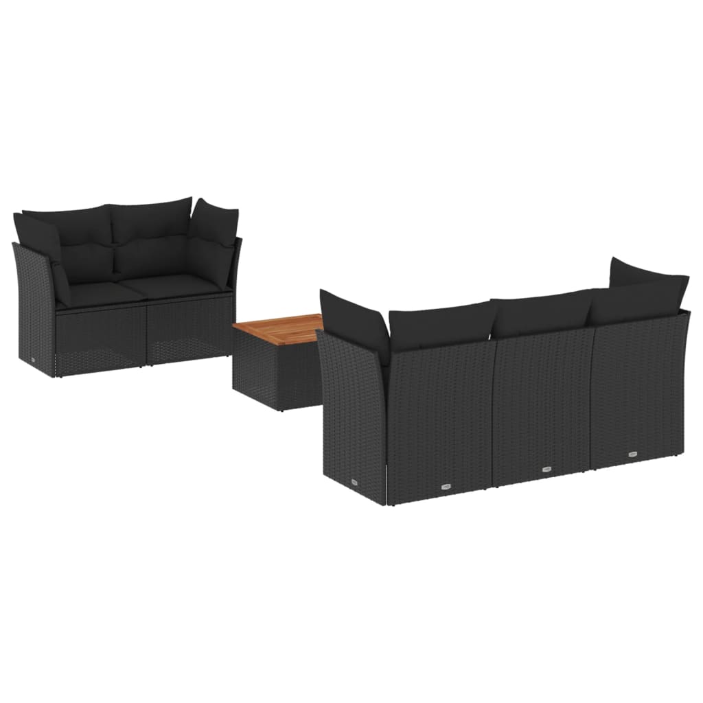6-delige Loungeset met kussens poly rattan zwart is nu te koop bij PeponiXL, paradijselijk wonen!