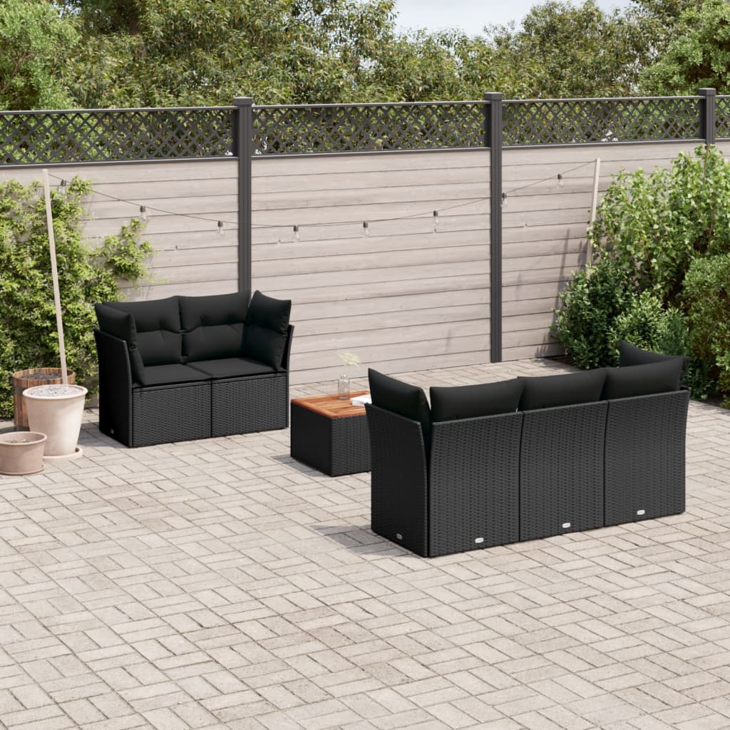6-delige Loungeset met kussens poly rattan zwart is nu te koop bij PeponiXL, paradijselijk wonen!