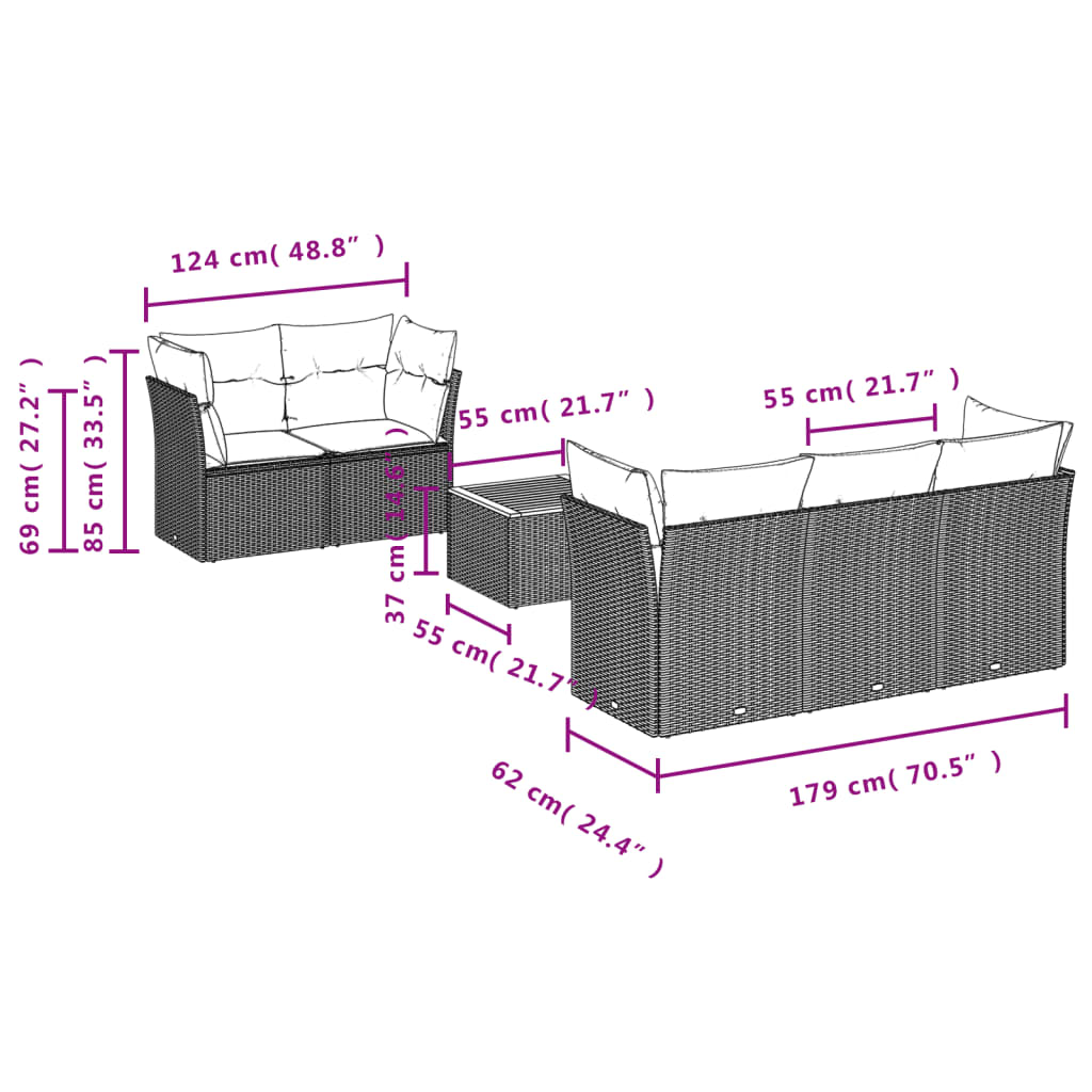 6-delige Loungeset met kussens poly rattan zwart is nu te koop bij PeponiXL, paradijselijk wonen!