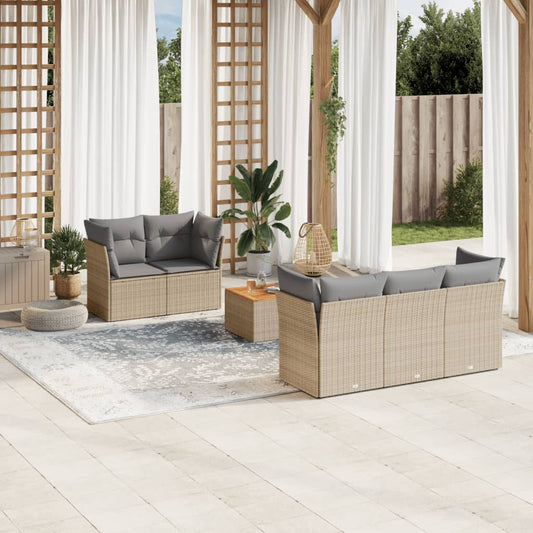 6-delige tuinbankset met kussens mix beige poly rattan is nu te koop bij PeponiXL, paradijselijk wonen!