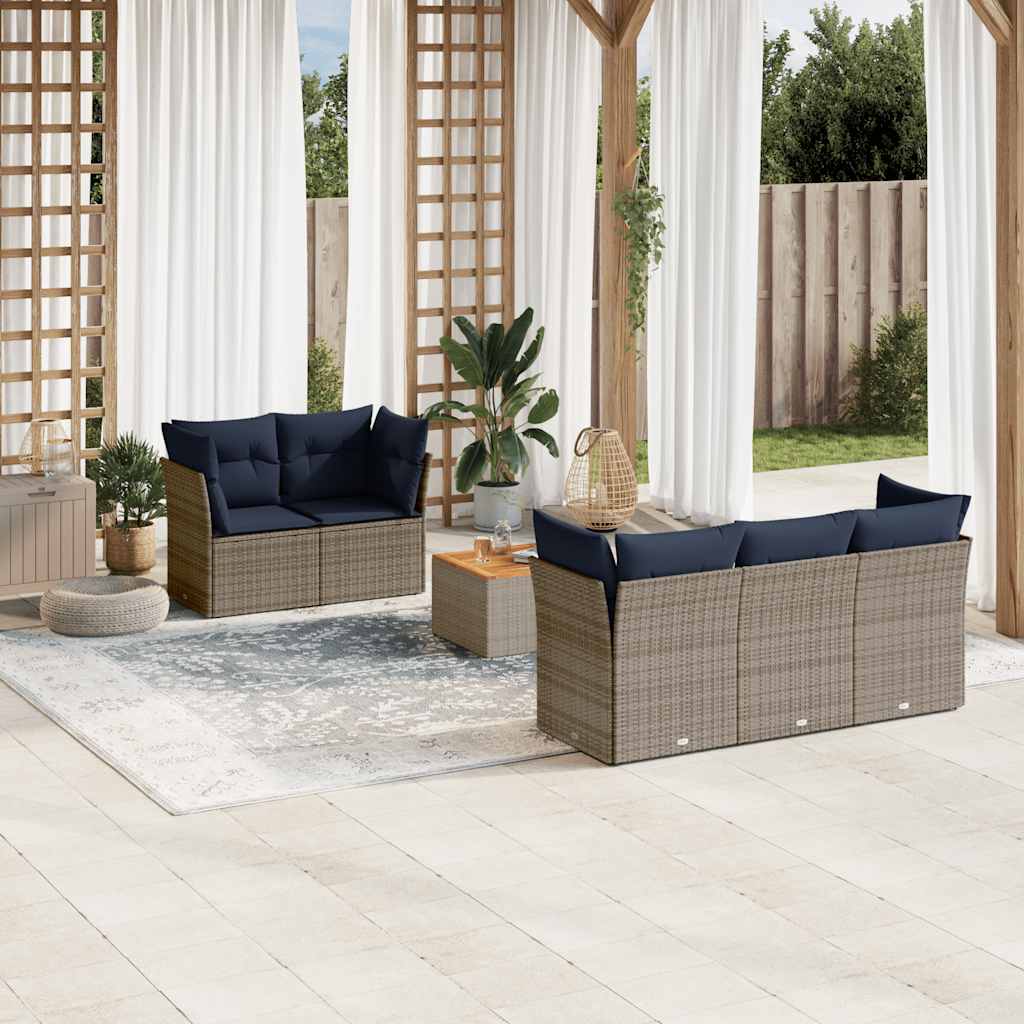 6-delige Loungeset met kussens poly rattan grijs is nu te koop bij PeponiXL, paradijselijk wonen!