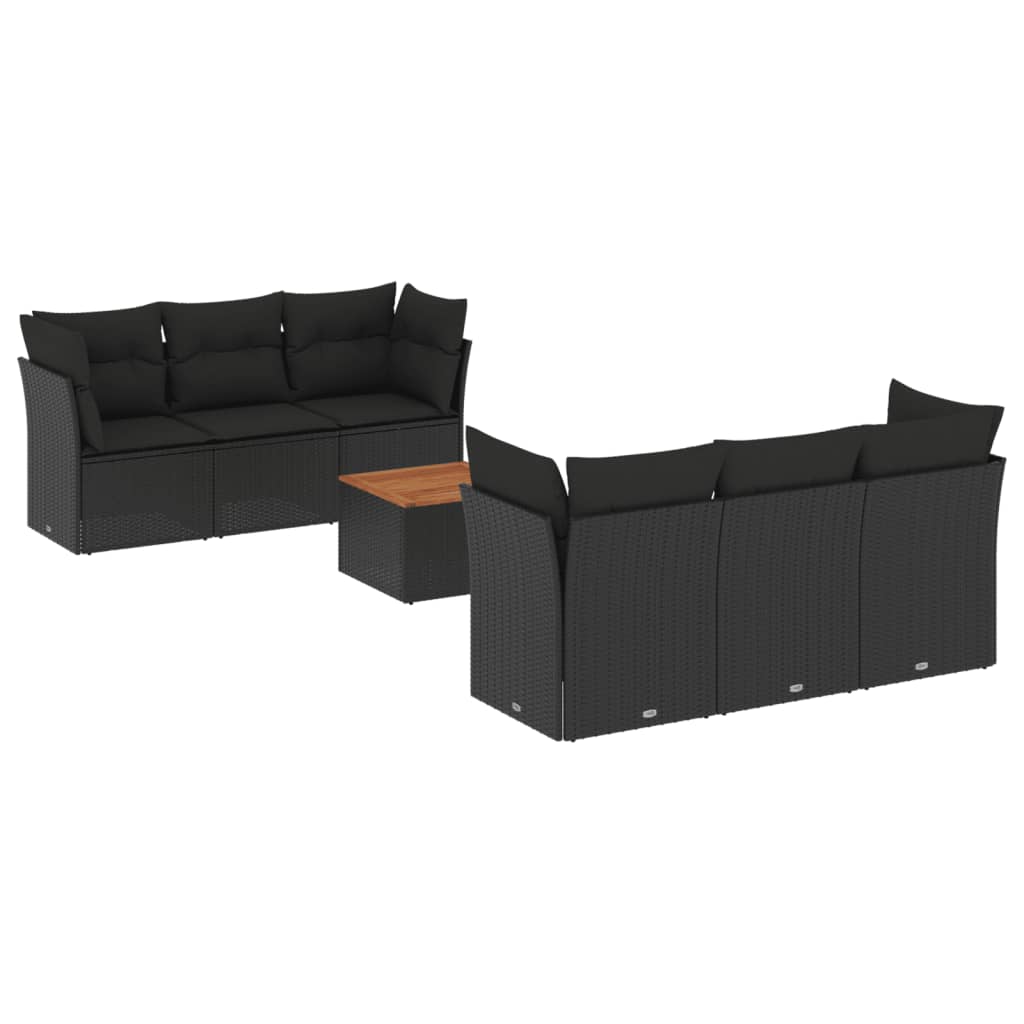 7-delige Loungeset met kussens poly rattan zwart is nu te koop bij PeponiXL, paradijselijk wonen!