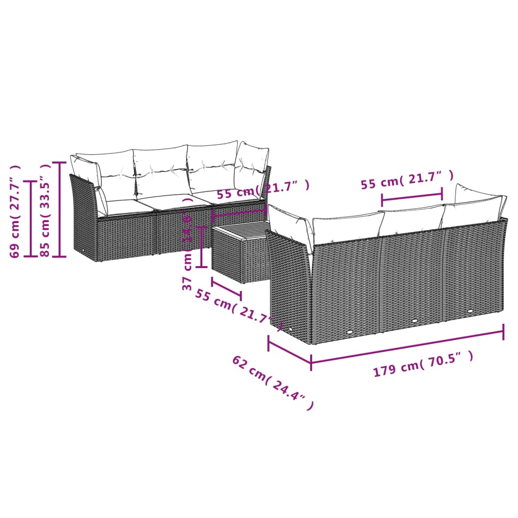 7-delige Loungeset met kussens poly rattan zwart is nu te koop bij PeponiXL, paradijselijk wonen!