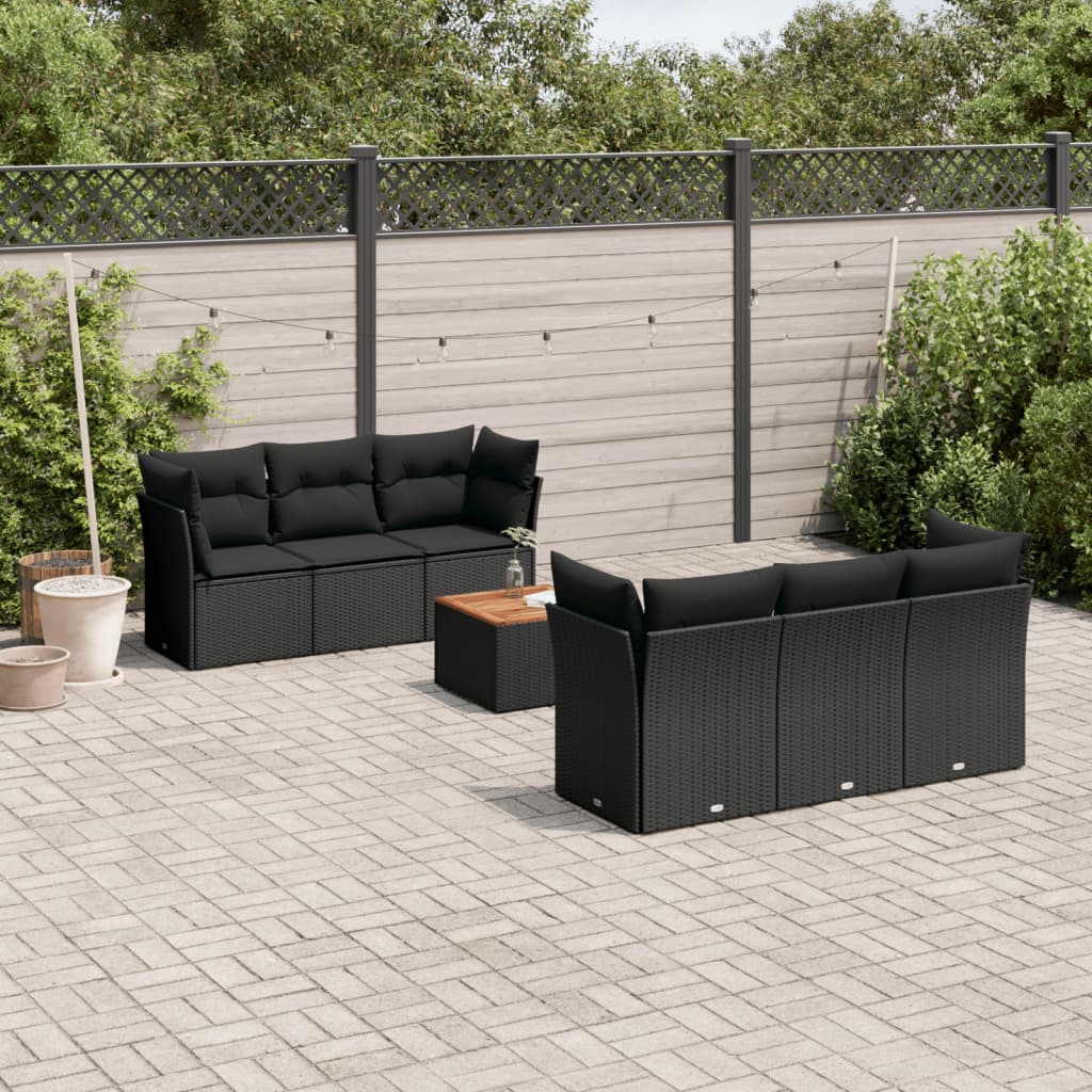 7-delige Loungeset met kussens poly rattan zwart is nu te koop bij PeponiXL, paradijselijk wonen!