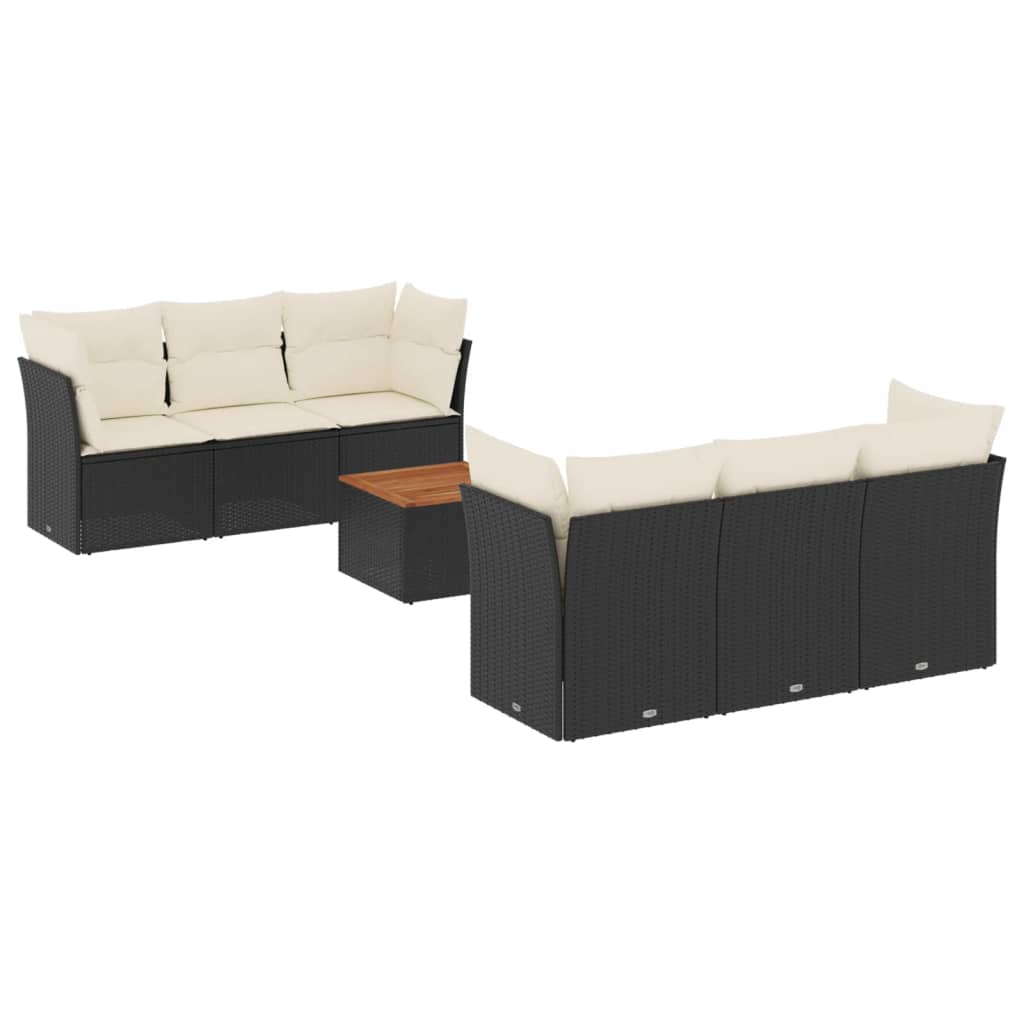 7-delige Loungeset met kussens poly rattan zwart is nu te koop bij PeponiXL, paradijselijk wonen!