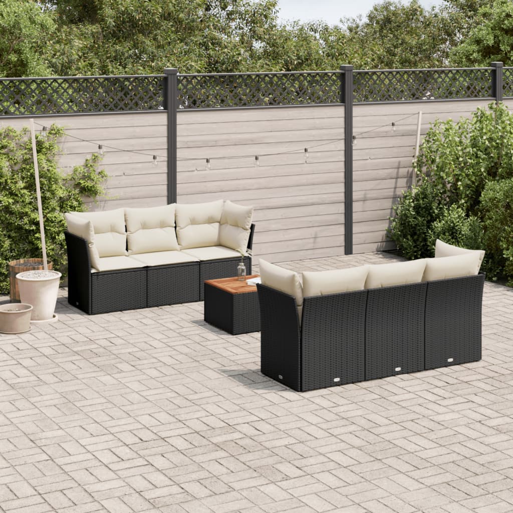 7-delige Loungeset met kussens poly rattan zwart is nu te koop bij PeponiXL, paradijselijk wonen!