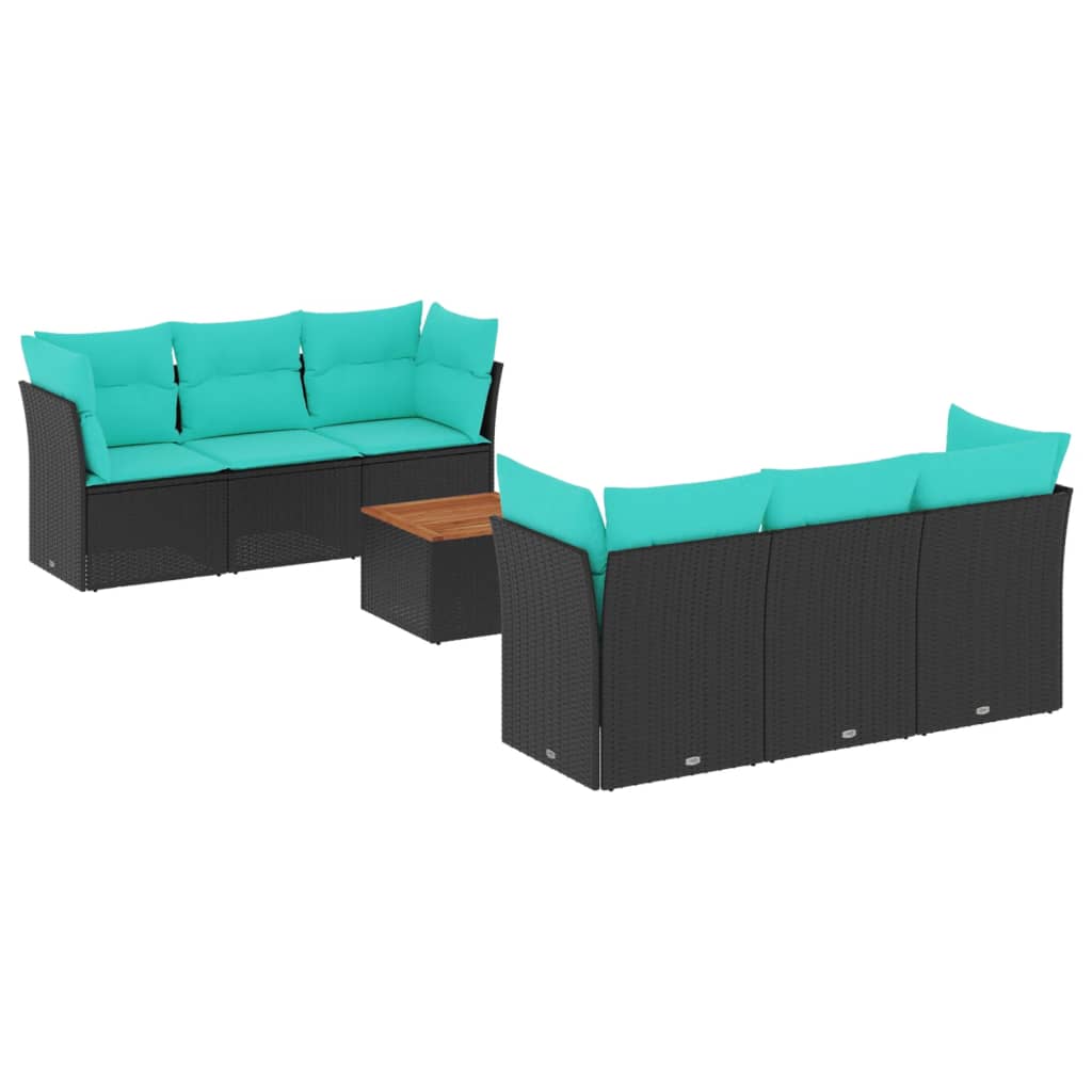 7-delige Loungeset met kussens poly rattan zwart is nu te koop bij PeponiXL, paradijselijk wonen!