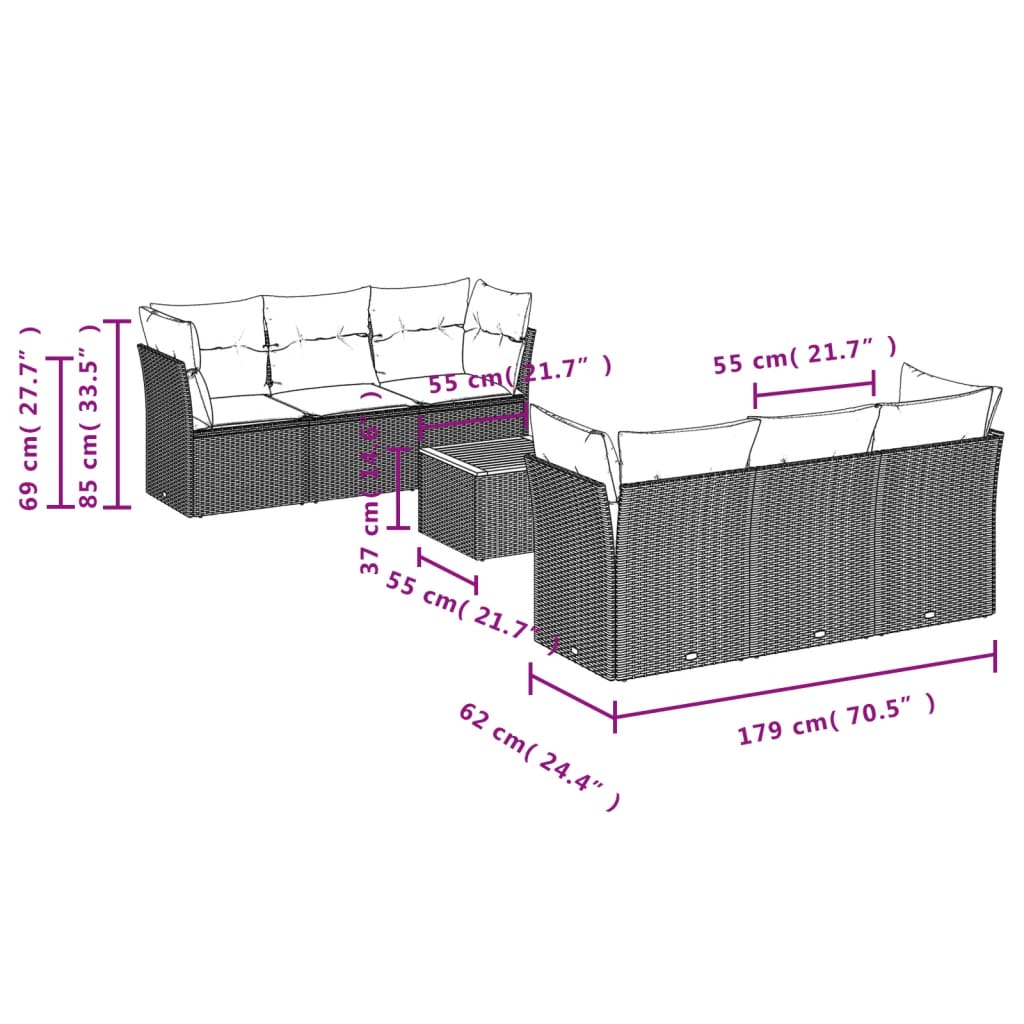 7-delige Loungeset met kussens poly rattan zwart is nu te koop bij PeponiXL, paradijselijk wonen!