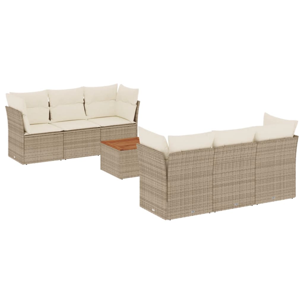 7-delige Loungeset met kussens poly rattan beige is nu te koop bij PeponiXL, paradijselijk wonen!