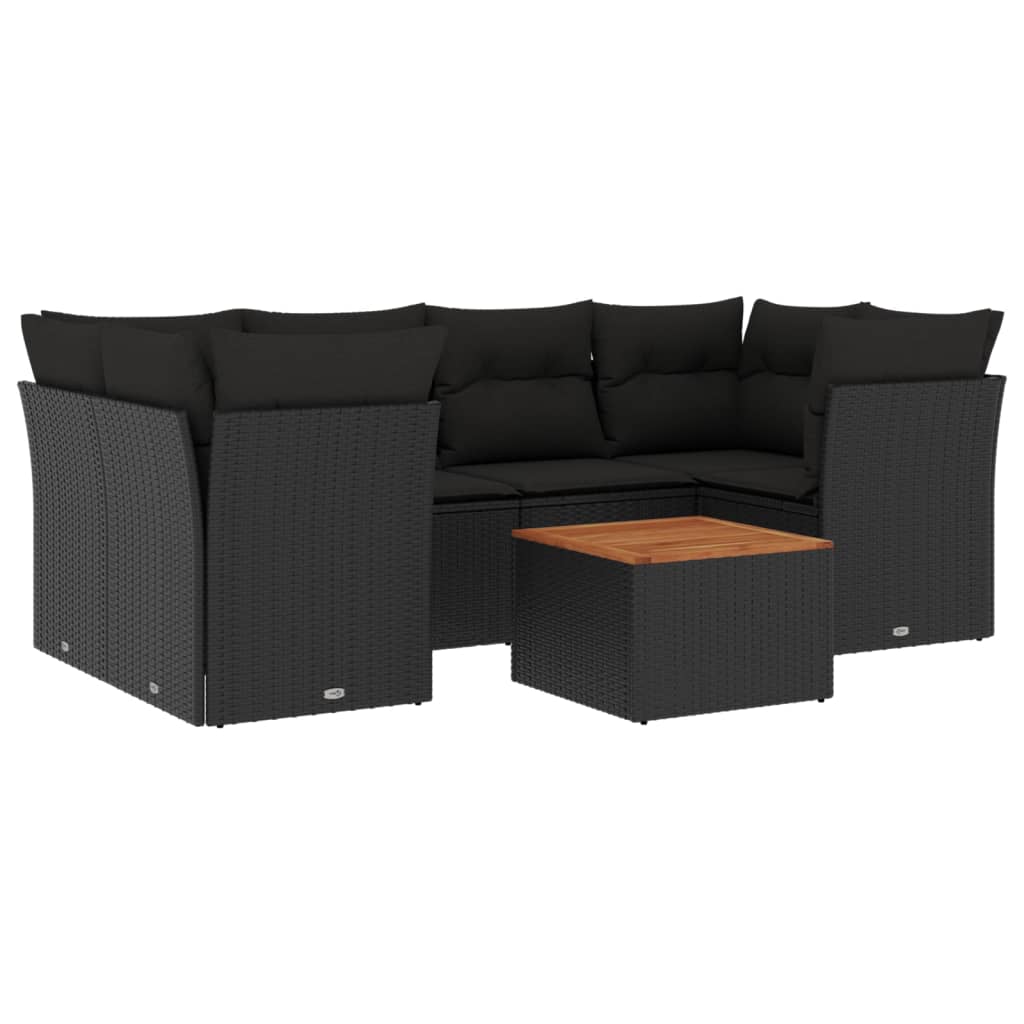 7-delige Loungeset met kussens poly rattan zwart is nu te koop bij PeponiXL, paradijselijk wonen!