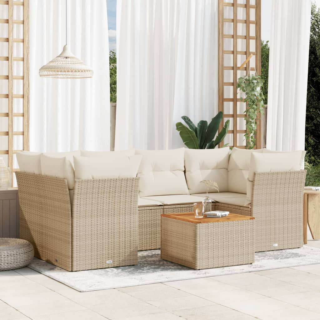 7-delige Loungeset met kussens poly rattan beige is nu te koop bij PeponiXL, paradijselijk wonen!